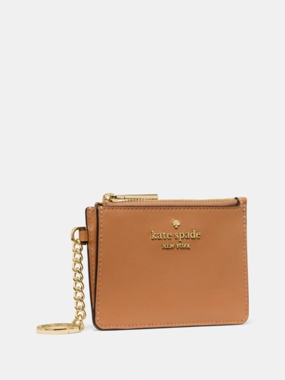 New Kate Spade Key Ring Leather Card Case /Holder Bungalow Brown KO539 $129